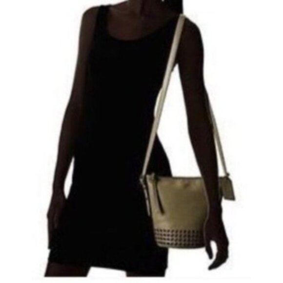 COACH 2014 Bleecker Gun Metal Grommets Hardware in Sage Green Leather Duffel Bag - Picture 10 of 12